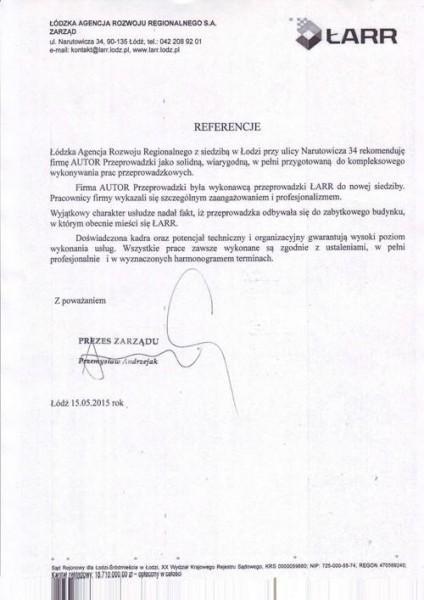 ŁARR S.A. referencje