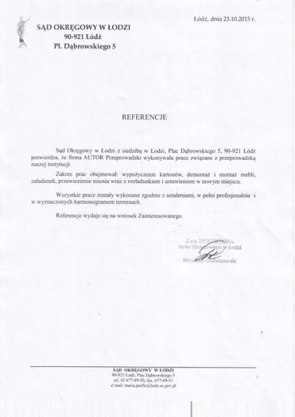 Sąd Okręgowy w Łodzi referencje