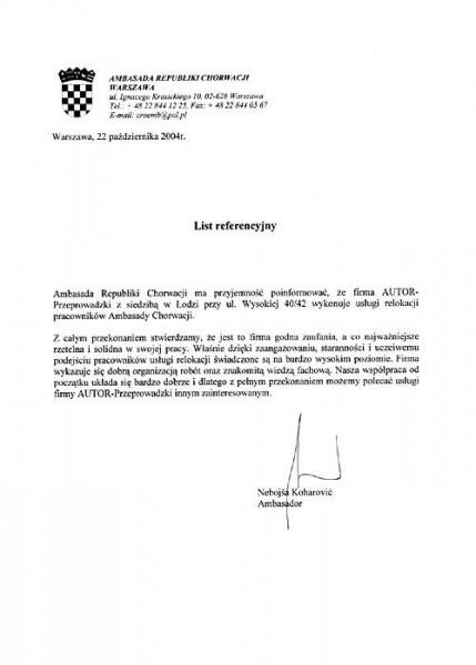 Ambasada Chorwacji referencje