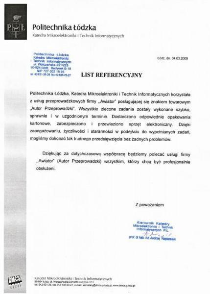 Politechnika Łódzka Katedra Mikroelektroniki i Technik  Informatycznych referencje