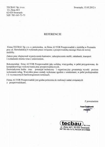 Tecbau Sp referencje